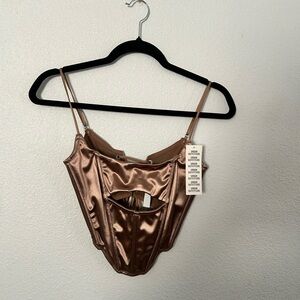 Satin Brown Cutout corset
